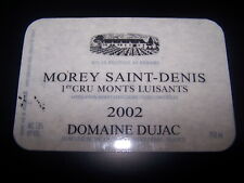 etiquette plastifié vin MOREY SAINT DENIS 1er cru 2002 Domaine Dujac wine label