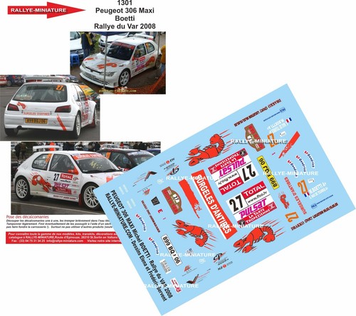 Decals ref 1301 peugeot - 1/43,