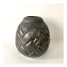 Vase Art Déco en Étain Martelé par René Delavan, 1931 - Design Moderniste