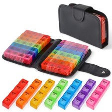 Pilulier 2 semaines avec 14 boîtes colorées journalières – Boîte à médicament...