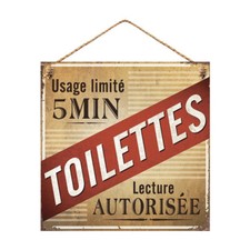 Plaque métal  vintage WC, déco de porte de toilette limité, déco humoristique