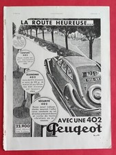 Publicité presse 1936 Automobile PEUGEOT 402  Parfum Fleurs de Rocaille de CARON