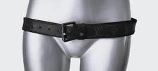 Louis Vuitton Ceinture cuir noir monogrammé LV gris 90 / 36 TBE