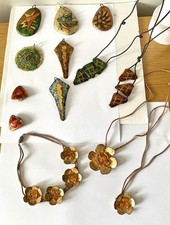 Lot 12 Bijoux Signé Yann  Émaillé Pâte De Verre jewelry bijoux Collier Pendentif