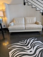 Canapé cuir 2 places couleur crème