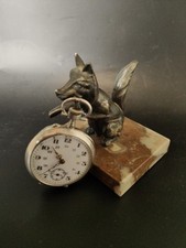 ancien porte montre gousset animalier  Chien  En Régule Art Deco