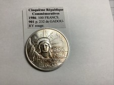 commémorative 5 République 100 Francs Argent Centenaire Statue Delà Liberté 