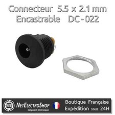 Connecteur Alimentation DC-022 Femelle, 5.5 x 2.1 mm, Montage Panneau, 1 à 5pcs