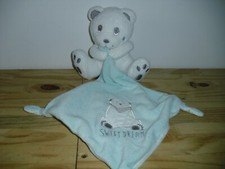 Doudou ours blanc gris bleu - doudou,