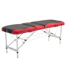 Homcom Folding Wooden Massage Bed, 185 x 60 cm, Tattoo Therapy Bed, Black, Red