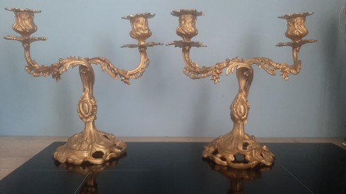 Paire chandeliers bougeoirs - chandeliers,