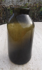 ancien grand bocal en verre soufflé vert XIX ème