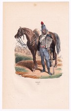 Gravure XIXe Hussard Cavalerie