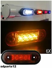 6 Feux de Gabarit Latéraux LED Orange pour Barre Support Incurvé Camion Remorque