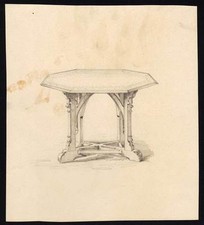 Dessin au crayon d'un meuble table style renaissance