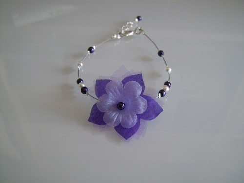 Bracelet violet ivoire - bracelet, violet/ivoire