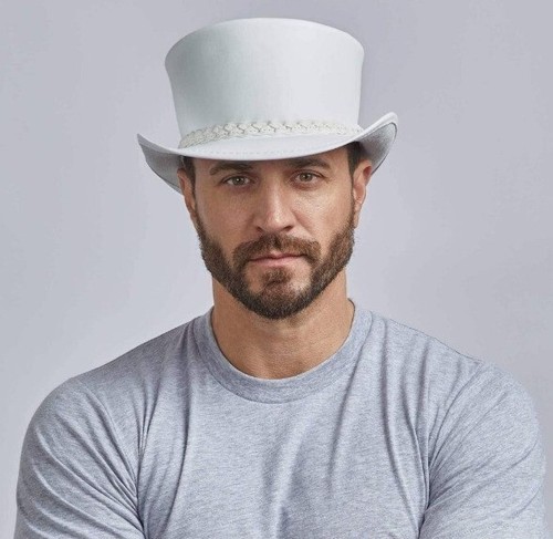 Chapeau cuir blanc - cuir, bande