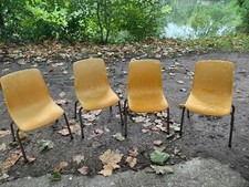 Lot 4x ancien Chaise Écolier Enfant Grosfillex Vintage Orange