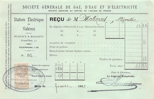 Facture 1913 societe generale - facture,