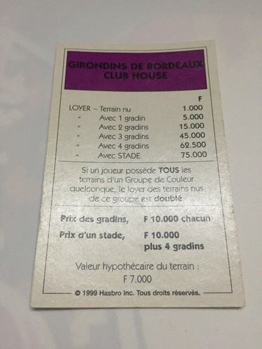 Carte girondins bordeaux - girondins, de