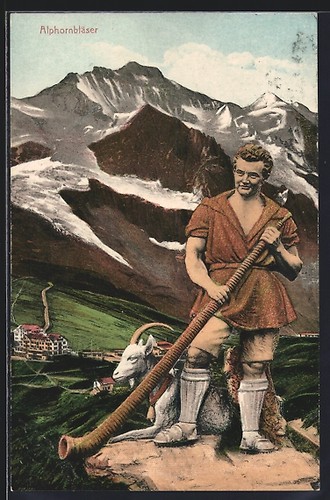 Carte postale souffleur cor - carte,