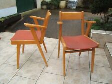 ancienne paire de fauteuil bridge chaise pieds compas design vintage année 50   