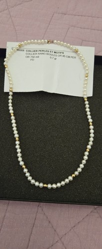 Collier perles blanches - collier, blanches,