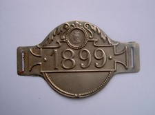 Ancienne Plaque Fiscale taxe impot sur les Velos Velocipede 1899