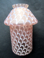Tulipe de lampe Art Déco, pâte de verre "vieux rose" quadrillé comme des mailles