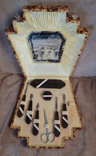 ancien beau coffret ART DECO manucure éléments en palissandre