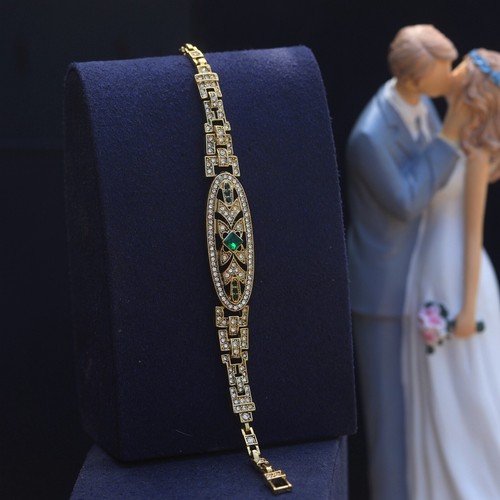 Bracelet doré art deco - bracelet, oval