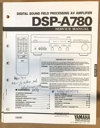 Yamaha dsp a780 amplifier - yamaha,