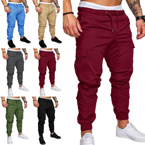 Hommes uni cargo pants taille - cargo,
