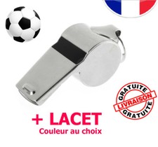 SIFFLET MÉTAL ARBITRE FOOT FOOTBALL SPORT SOCCER METAL + LACET