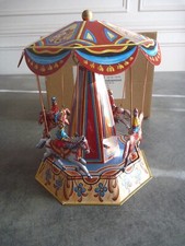 Manège chevaux WILESCO Jeu métal Vintage Ancien Jouet tirette Mechanical Tin toy