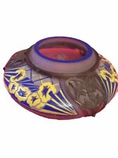 Coupe En Verre Emaille Fleurs