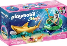 Original PLAYMOBIL® Magic 70097 - Roi De La Mer Avec Char À Requin