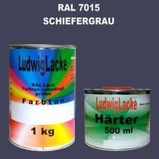 1,5 KG Kit Laque Acrylique En Couleur Ral 7015 1 Peinture Brillant + 0,5l Rigide