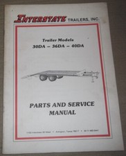 INTERSTATE 30DA 36DA 40DA Remorque Pièces Service Shop Réparation Atelier Manuel