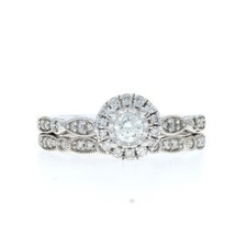 Or Blanc Diamant Halo Bague de