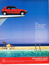 PUBLICITE ADVERTISING 044  1988  PEUGEOT 205 XT     QUEL SACRE NUMERO
