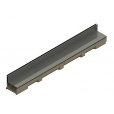 Caniveau béton polymère H55mm avec couverture à fente Inox 304L - Self 100 ACO