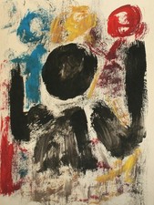 Vintage abstrait avant garde figurines peinture à la gouache