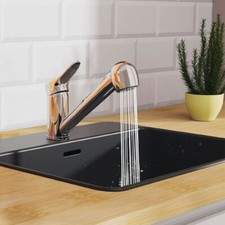 Mitigeur évier robinet de cuisine chromé avec douchette extractible 2 jets