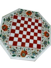 18 " Marbre Jeu D'Échecs Haut Table Pierre Incrustation D Handmade