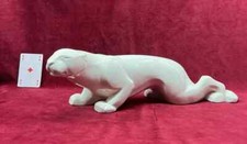 PANTHER PANTHERE LION FELIN LEMANCEAU SCULPTURE STATUE ANIMAL CRAQUELE ART DECO