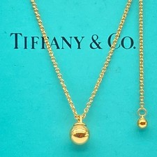 Collier boule de quincaillerie plaque or Tiffany & Co. 16-18" argent 3,7 g