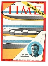 Najeb Halaby Pan Am 1970 Time Couverture 1 Page Originale À Encadrer