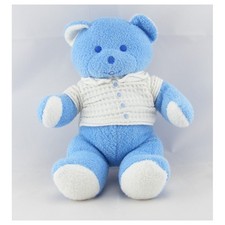 Doudou Ours bleu en chemise blanche Musti Mustela - 487