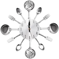Horloge Murale de Couverts Cuisine en MéTal 14 Pouces avec CuillèRe à Fourc8486